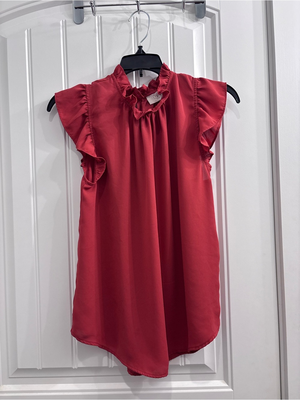 LOFT Red Ruffle Neck Flutter Sleeve Camisole